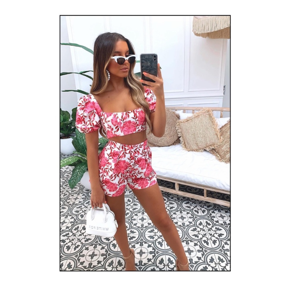 White Fox Boutique Floral Pink Two-Piece Set